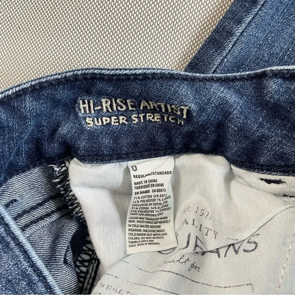 American Eagle Hi-Rise Artist Super Stretch Bootcut Denim Jeans EUC Size 0